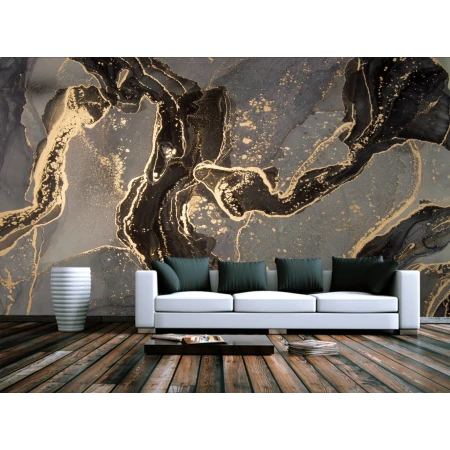Fototapet fara imbinari Dream Darkened Golden Fluid Art
