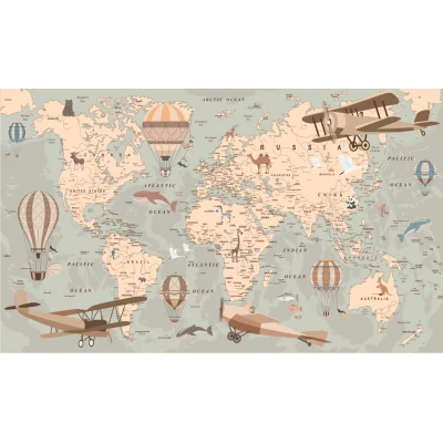 Fototapet fara imbinari World Fly Map - Camera Copilului Premier Decor