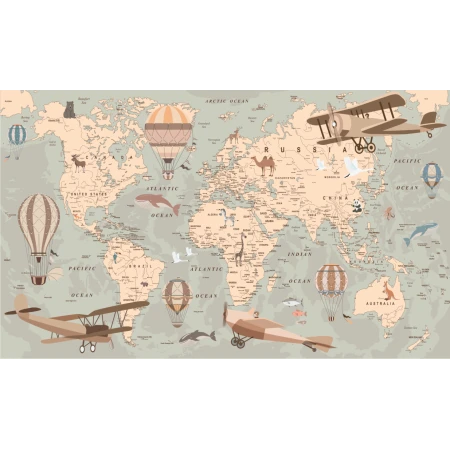 Fototapet fara imbinari World Fly Map - Camera Copilului