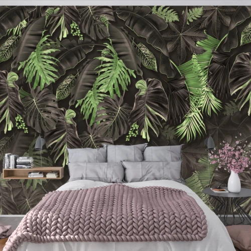 Fototapet fara imbinari Dream Dark Amazon Leaves
