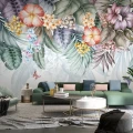 Fototapet fara imbinari Dream Butterflies With Tropical Flowers