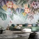 Fototapet fara imbinari Dream Butterflies With Tropical Flowers