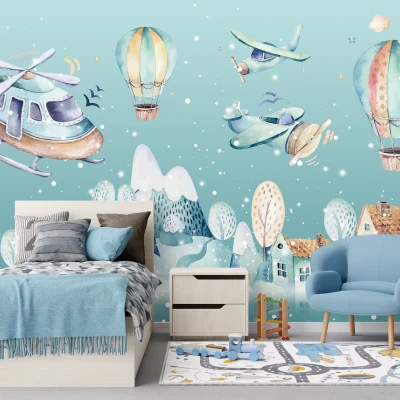 Fototapet fara imbinari Blue Snowy Mountains Premier Decor