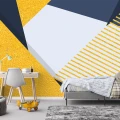 Fototapet Geometric Vlies 3D Albastru-Galben