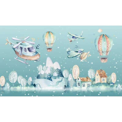 Fototapet fara imbinari Blue Snowy Mountains Premier Decor