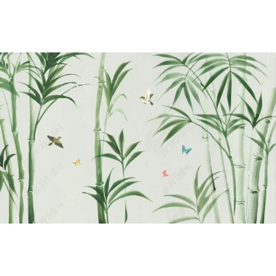 Fototapet fara imbinari Watercolor Graceful Bamboo Premier Decor
