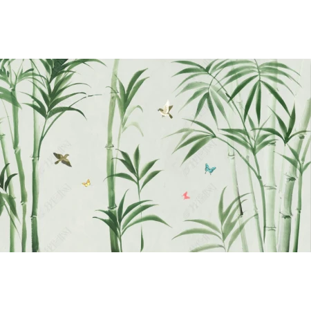 Fototapet fara imbinari Watercolor Graceful Bamboo Premier Decor