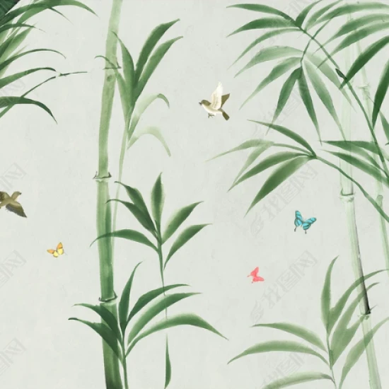 Fototapet fara imbinari Watercolor Graceful Bamboo