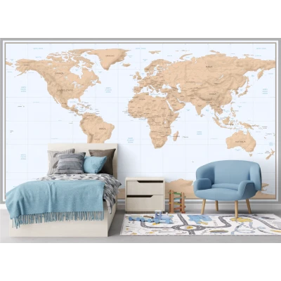 Fototapet fara imbinari Relief World Map Premier Decor