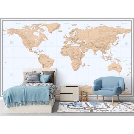Fototapet fara imbinari Relief World Map Premier Decor