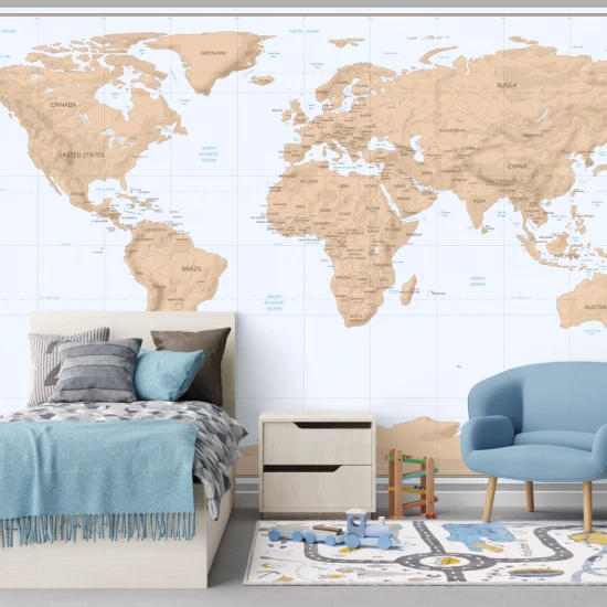 Fototapet fara imbinari Relief World Map