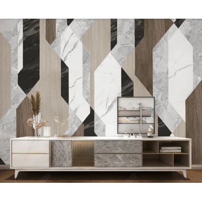 Fototapet fara imbinari Geometric Marble Panels Premier Decor