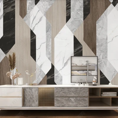 Fototapet fara imbinari Geometric Marble Panels Premier Decor