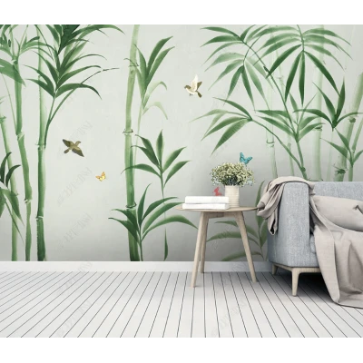 Fototapet fara imbinari Watercolor Graceful Bamboo Premier Decor