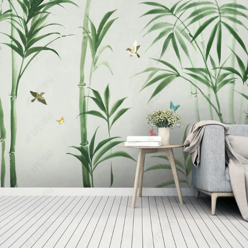 Fototapet fara imbinari Watercolor Graceful Bamboo