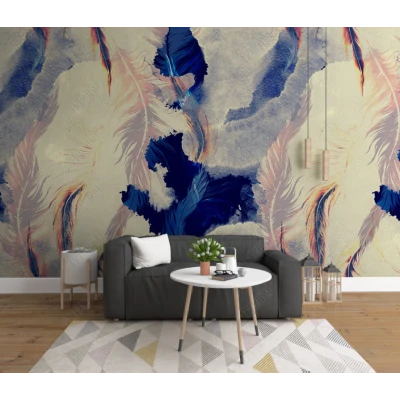 Fototapet fara imbinari Abstraction Watercolor Feathers Premier Decor