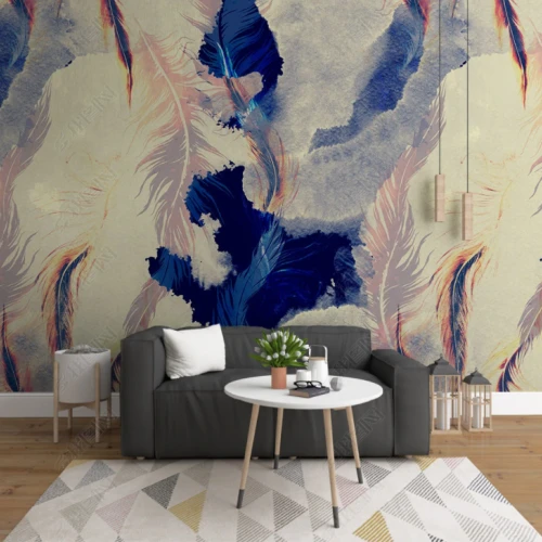Fototapet fara imbinari Abstraction Watercolor Feathers