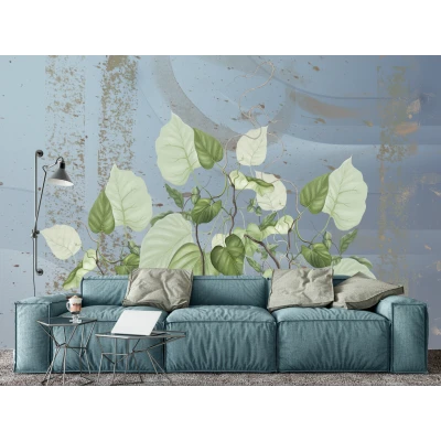 Fototapet fara imbinari Beautiful Painted Flowering Leaves Premier Decor