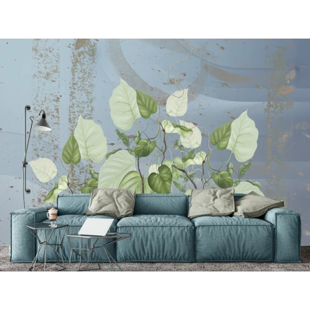 Fototapet fara imbinari Beautiful Painted Flowering Leaves Premier Decor