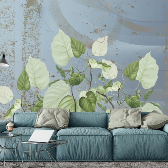 Fototapet fara imbinari Beautiful Painted Flowering Leaves