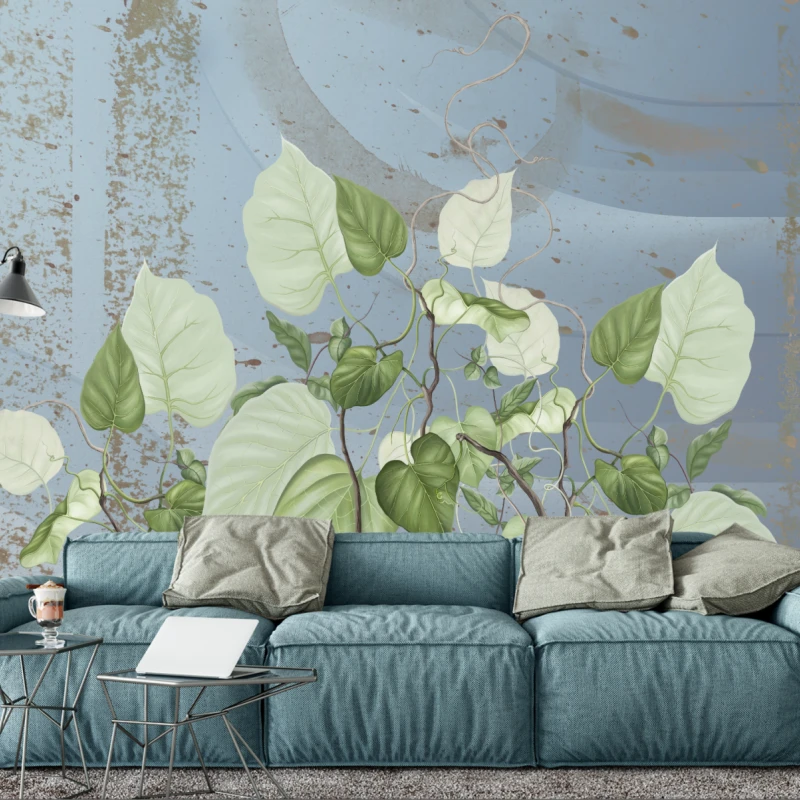 Fototapet fara imbinari Beautiful Painted Flowering Leaves