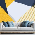 Fototapet Geometric Vlies 3D Albastru-Galben
