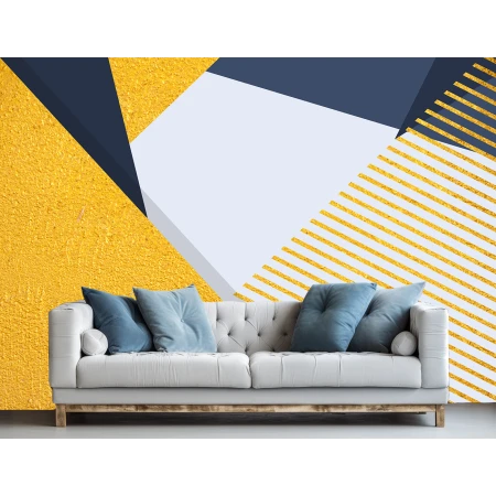 Fototapet Geometric Vlies 3D Albastru-Galben