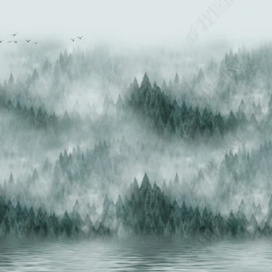 Fototapet fara imbinari Dream Forest In The Fog Fototapet fara imbinari Dream Forest In The Fog