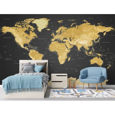 Fototapet fara imbinari Harta pe Negru Premier Decor
