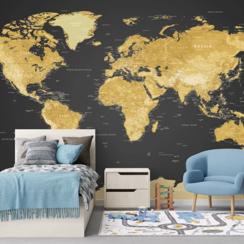 Fototapet fara imbinari Harta pe Negru