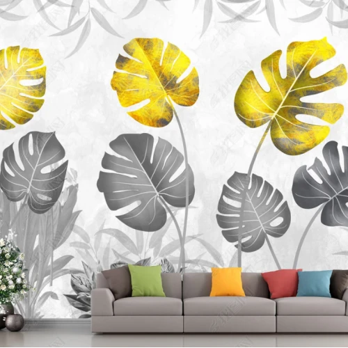 Fototapet fara imbinari Dream Tropical Leaves Gold