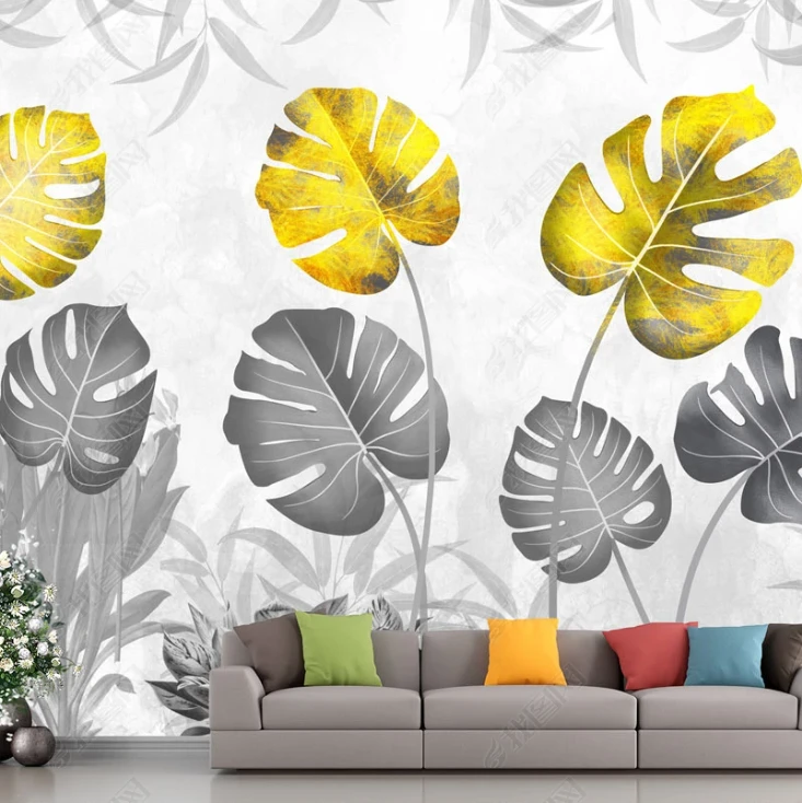 Fototapet fara imbinari Dream Tropical Leaves Gold