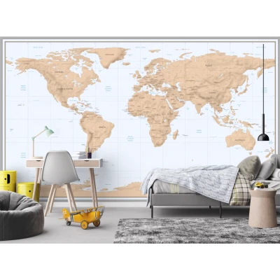 Fototapet fara imbinari Relief World Map Premier Decor