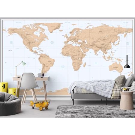 Fototapet fara imbinari Relief World Map Premier Decor