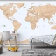 Fototapet fara imbinari Relief World Map
