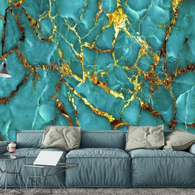 Fototapet fara imbinari Green Marble Premier Decor