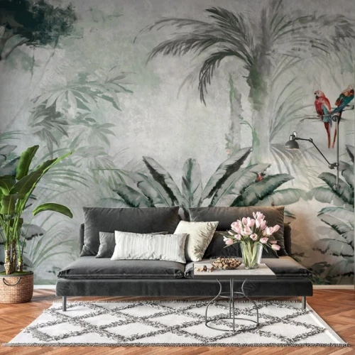 Fototapet fara imbinari Amazon Forest With Parrots