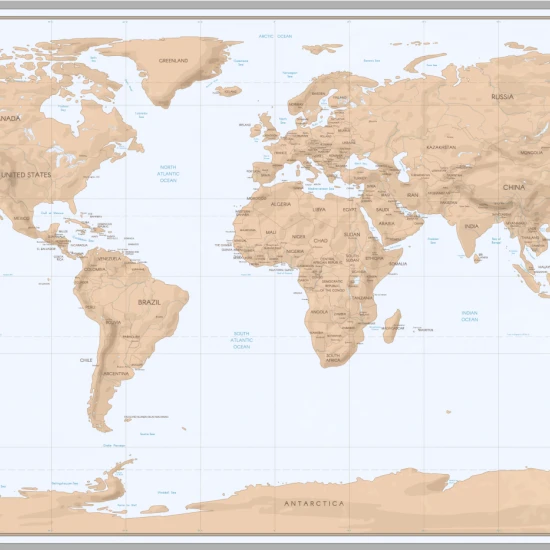 Fototapet fara imbinari Relief World Map