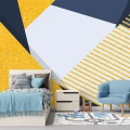 Fototapet Geometric Vlies 3D Albastru-Galben