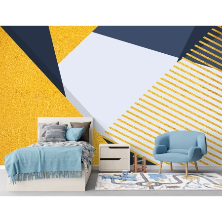 Fototapet Geometric Vlies 3D Albastru-Galben