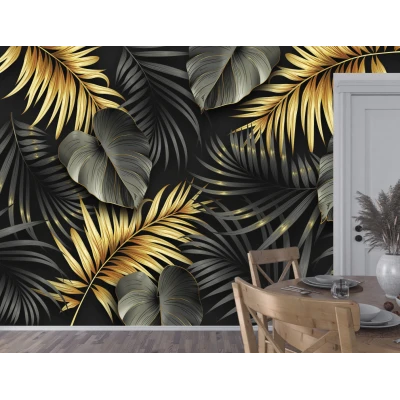 Fototapet fara imbinari Golden Leafs Premier Decor