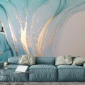 Fototapet fara imbinari Dream Saturated Turquoise With Golden Waves