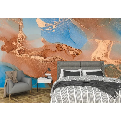 Fototapet fara imbinari Dream Blue Gold Marbling Pattern Premier Decor