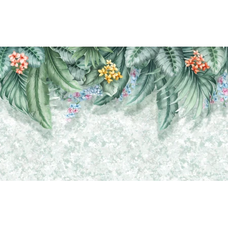 Fototapet fara imbinari Tropical Plants And Floral Leaves Premier Decor