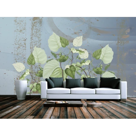 Fototapet fara imbinari Beautiful Painted Flowering Leaves Premier Decor