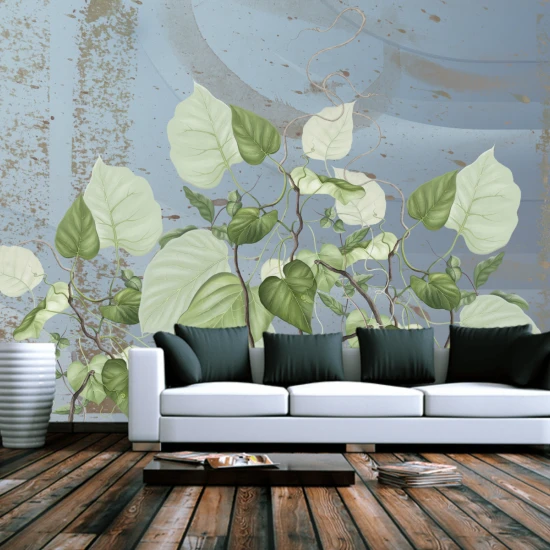 Fototapet fara imbinari Beautiful Painted Flowering Leaves