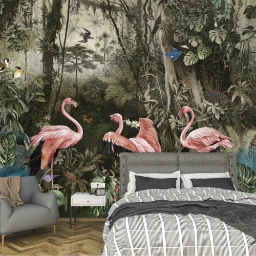 Fototapet fara imbinari Flamingo Home