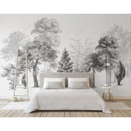 Fototapet fara imbinari Dream Forest Black and White