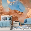 Fototapet fara imbinari Dream Blue Gold Marbling Pattern
