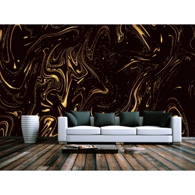 Fototapet Fundal Întunecat și Valuri Aurii Premier Decor